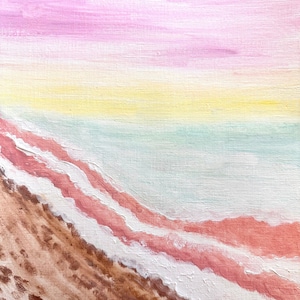 Pastel Seascape Painting of Sunset Acrylic Painting of Beach Wall Art Scenery Painting Landscape Wall Decor for Beach Lover Gift Idea
