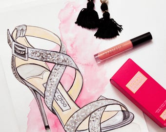 High Heel Shoe Art Print: Fashion Illustration, Gallery Wall Decor