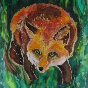 Silk Original batik handpainted Fox 1. image 4