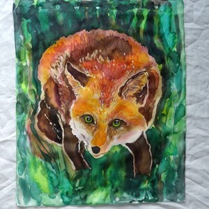 Silk Original batik handpainted Fox 1. image 3