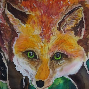 Silk Original batik handpainted Fox 1. image 5