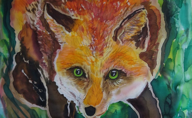 Silk Original batik handpainted Fox 1. image 5