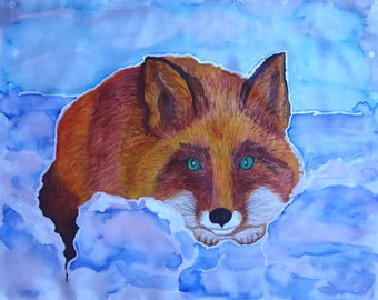 Silk Original batik handpainted  Fox 2.