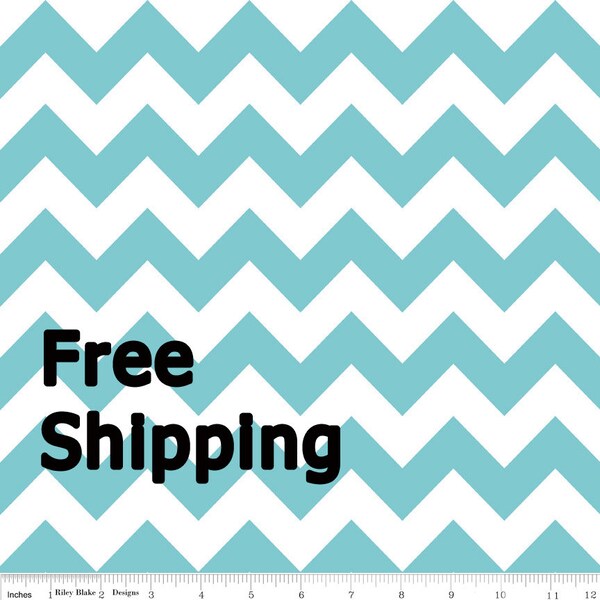 Chevron Fabric Riley Blake Aqua 1 yard FREE SHIPPING