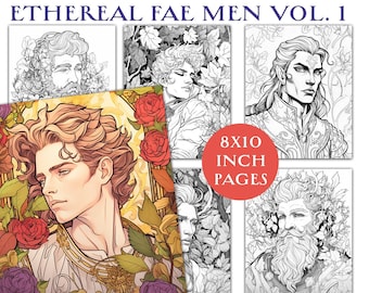 Ethereal Fae Men Volume 1 Download and Print Coloring Book 20 Pages Instant Download PDF