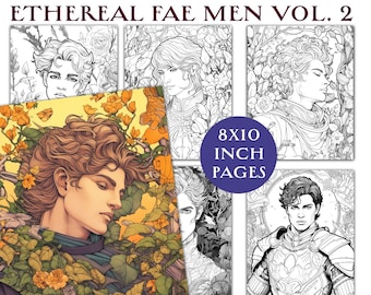 Ethereal Fae Men Volume 2 Download and Print Coloring Book 20 Pages Instant Download PDF