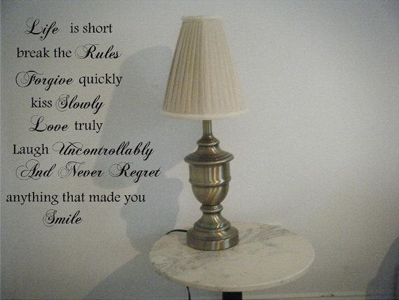La Vita E Breve Rompere Le Regole Perdona Rapidamente Bacia Etsy