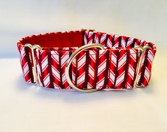 1.5" Holiday Red Stripe Candy Cane Martingale Collar