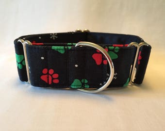 1.5" Holiday Paws Martingale Collar