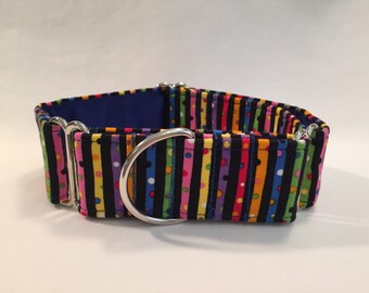 1.5" Dotted Rainbow Stripe Martingale Collar