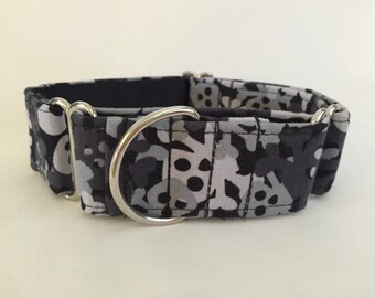 1.5" Dark Grey Skull Camo Martingale Collar