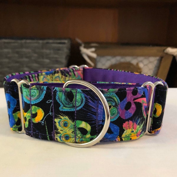 1.5" Mardi Gras Masks Martingale Collar