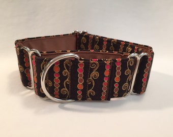 1.5" Gold Scroll on Brown Martingale Collar