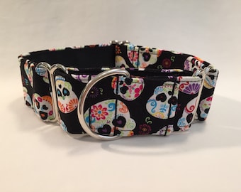 Collar Martingale de Calaveras de Azúcar Negras de 1.5"