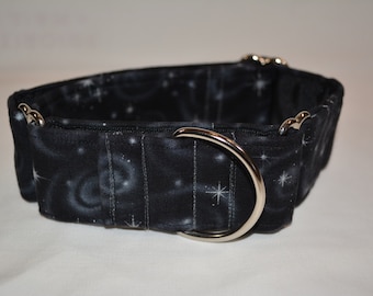 Collar de martingala de noche negra de 1,5"