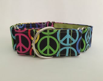 1.5" Rainbow Peace Sign Martingale Collar