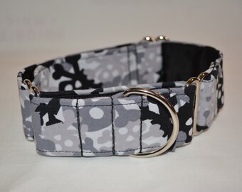 1.5" Light Grey/White Skull Camo Martingale Collar