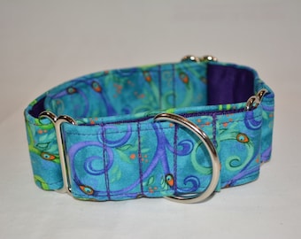 1.5" Whimsical Peacock Martingale Collar