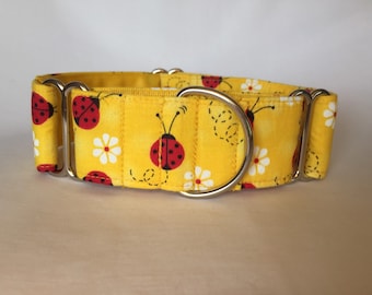 1.5" Yellow Lady Bug Martingale Collar