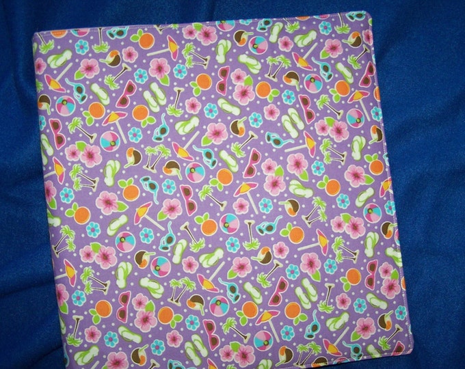 Fabric Binder Cover Flip Flop, Sunglasses, Umbrellas Lavender Fabric