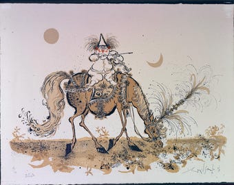 Ronald Searle Signed Lithograph Entr'Acte 1973 Unframed Art Print, Rare Limited Edition 67/99 British Illustrator Satirical Wall Decor