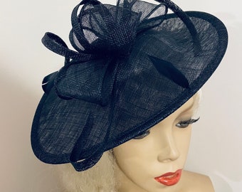 Navy Blue Fascinator Hatinator headpiece saucer hairband, perfect for the races or a wedding