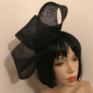 Fascinator Hat Black Loop Hatinator on hairband, Wedding Hat, Hat for the races, Designer Headpiece