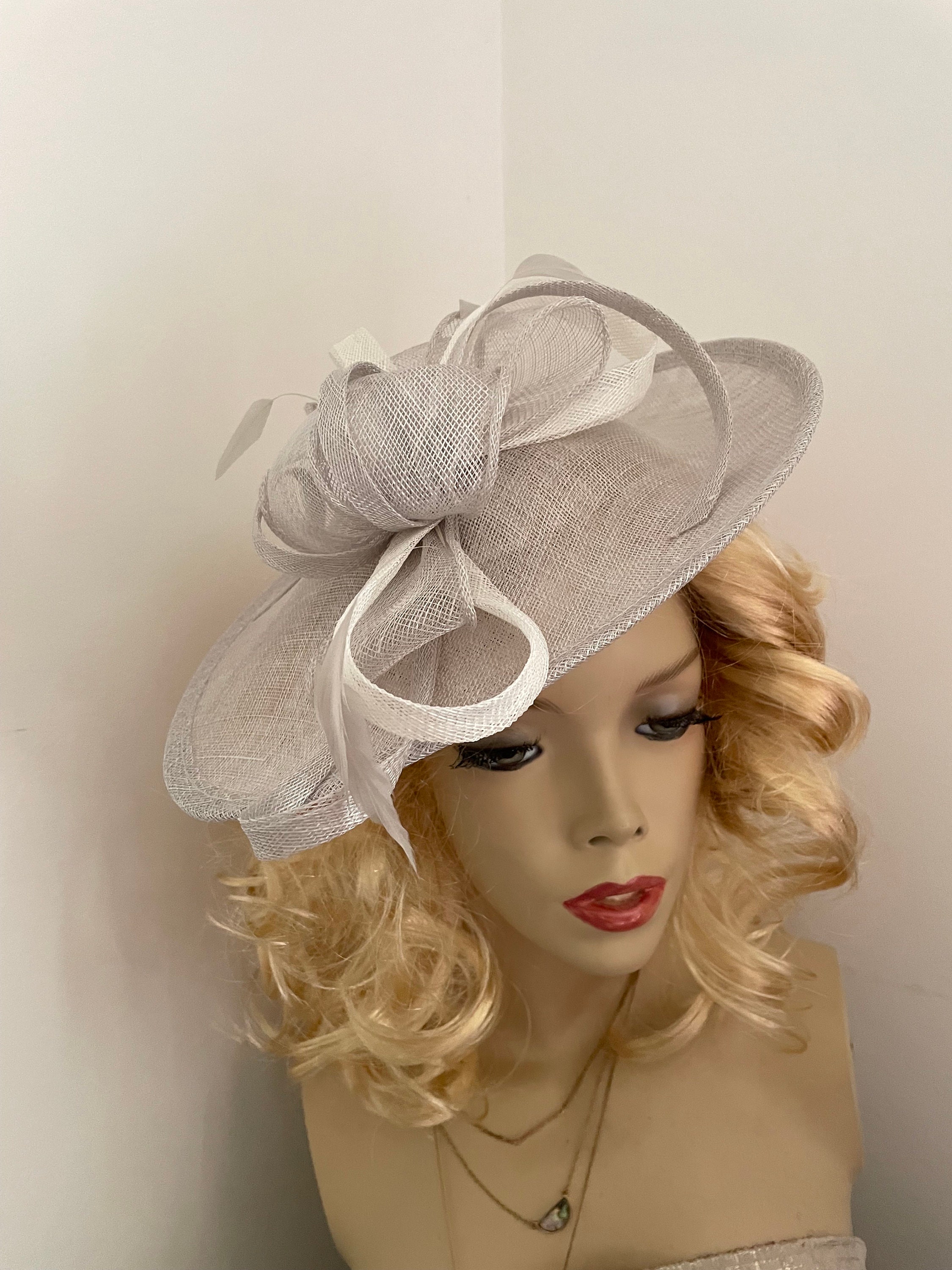Silver Fascinators Light Grey Fascinator Church Hats Bijou Silver