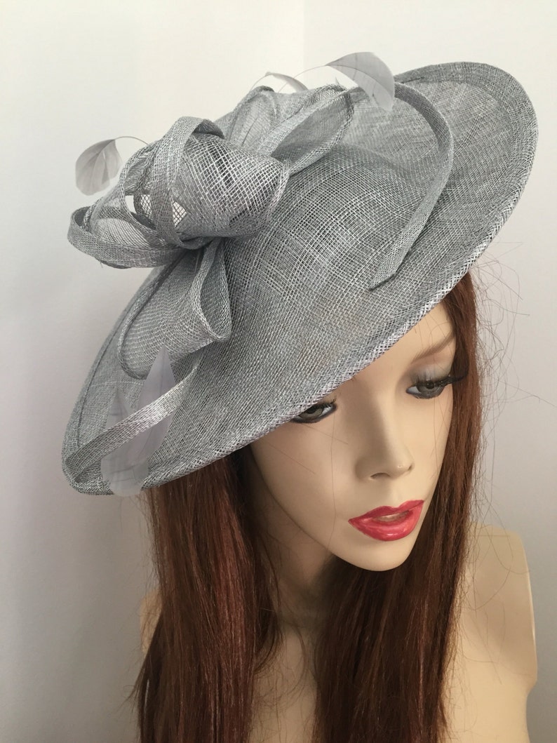 Fascinator Hat Silver Grey Saucer Headpiece on Hairband Etsy UK