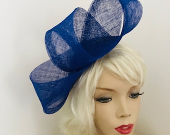 Fascinator Hatinator Cobalt Royal blue headpiece on hairband, Ladies Formal Hat for a wedding