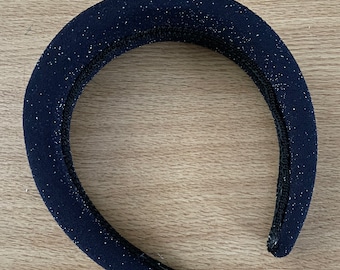 Navy blue glitter padded halo headband headpiece hairband, perfect for the races or a wedding