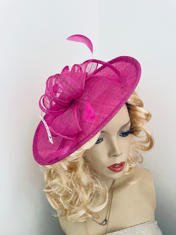 Pretty Fuschia Ribbon Sculpted Fascinator Pink Bow Fascinator Cerise Oversized Bow Bright Pink Wedding  main image 2