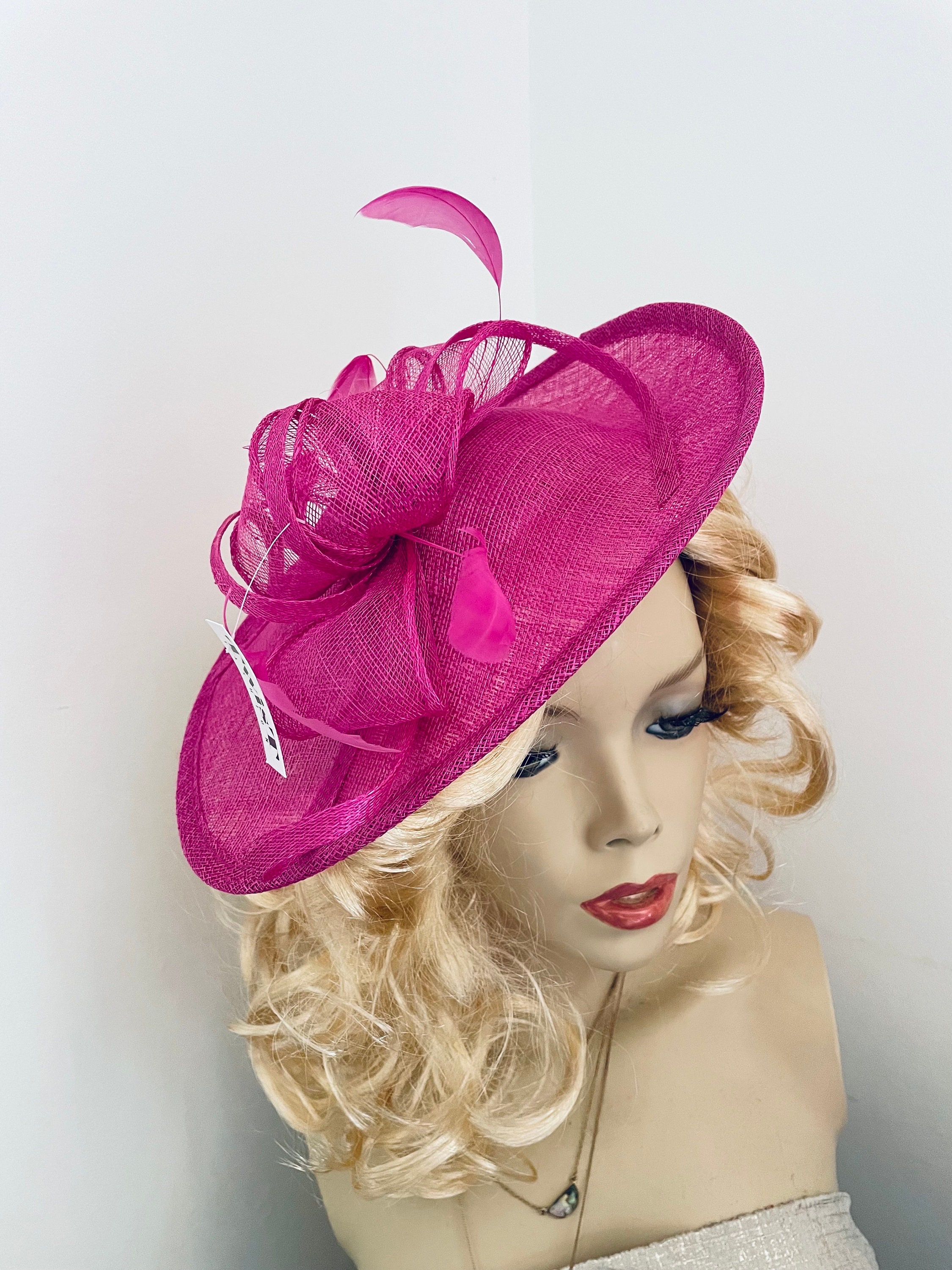 Fascinator Hat Fuchsia Pink Saucer Headpiece on Hairband  display picture 1
