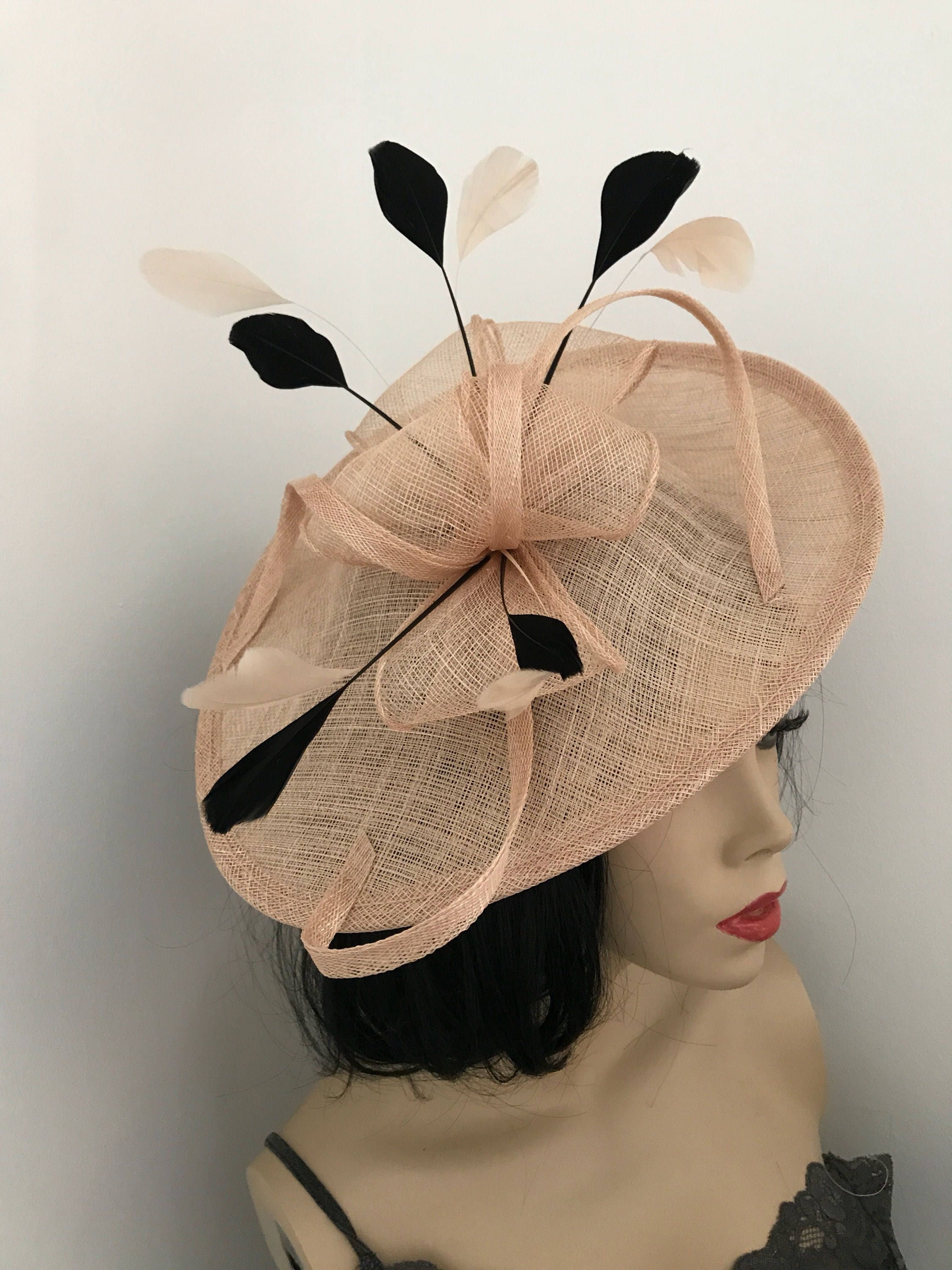 Fascinator Hat Nude Flesh Beige Black 