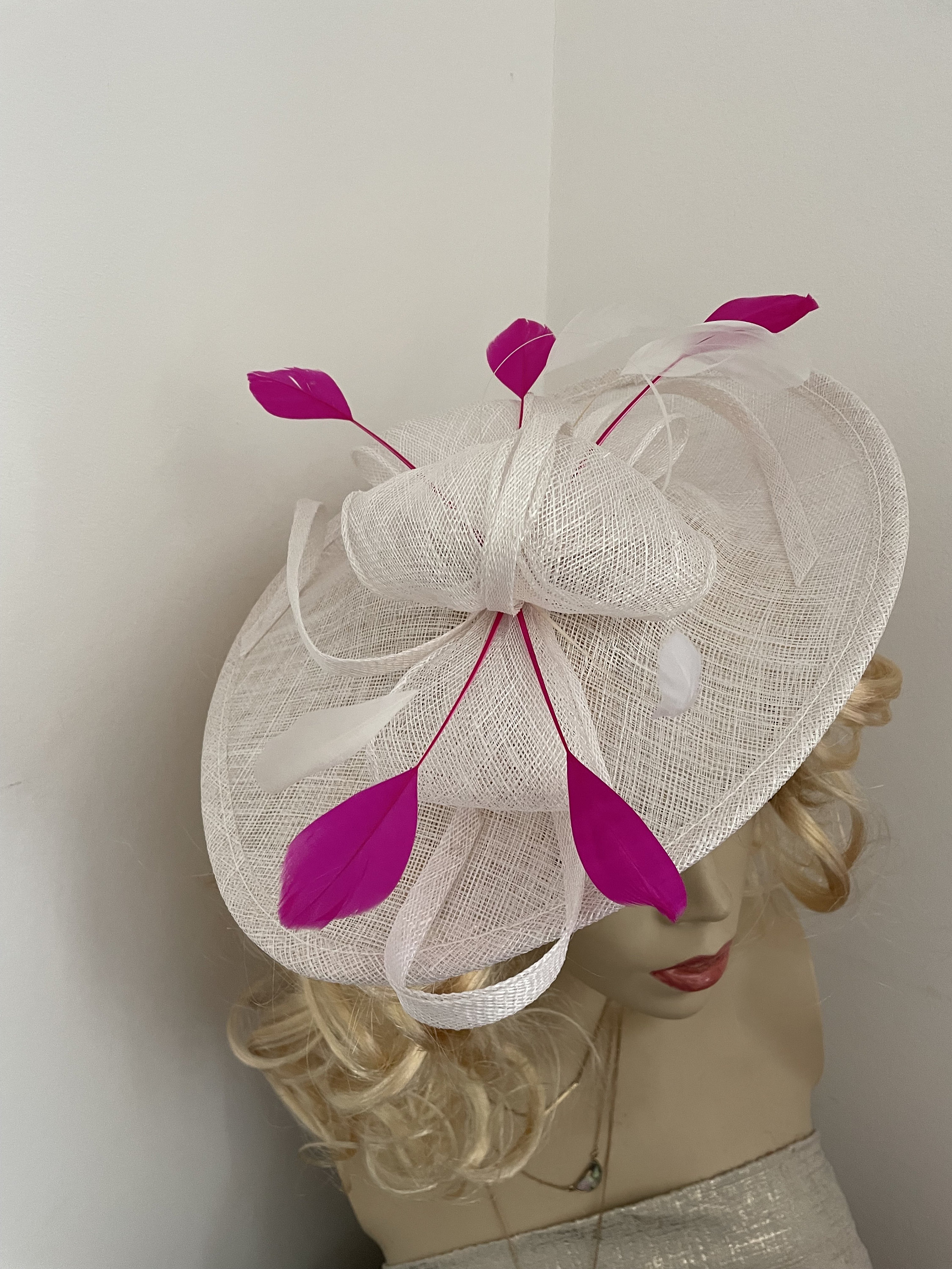 Candy Pink Saucer Disc Fascinator Hat Pale Pink Saucer Disc Hat, Pale Pink Fascinator Wedding Hat  main image 3
