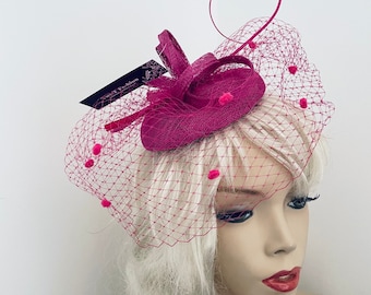 Fuchsia Pink Straw Hat: Wedding Guest Beret - Etsy display picture 1
