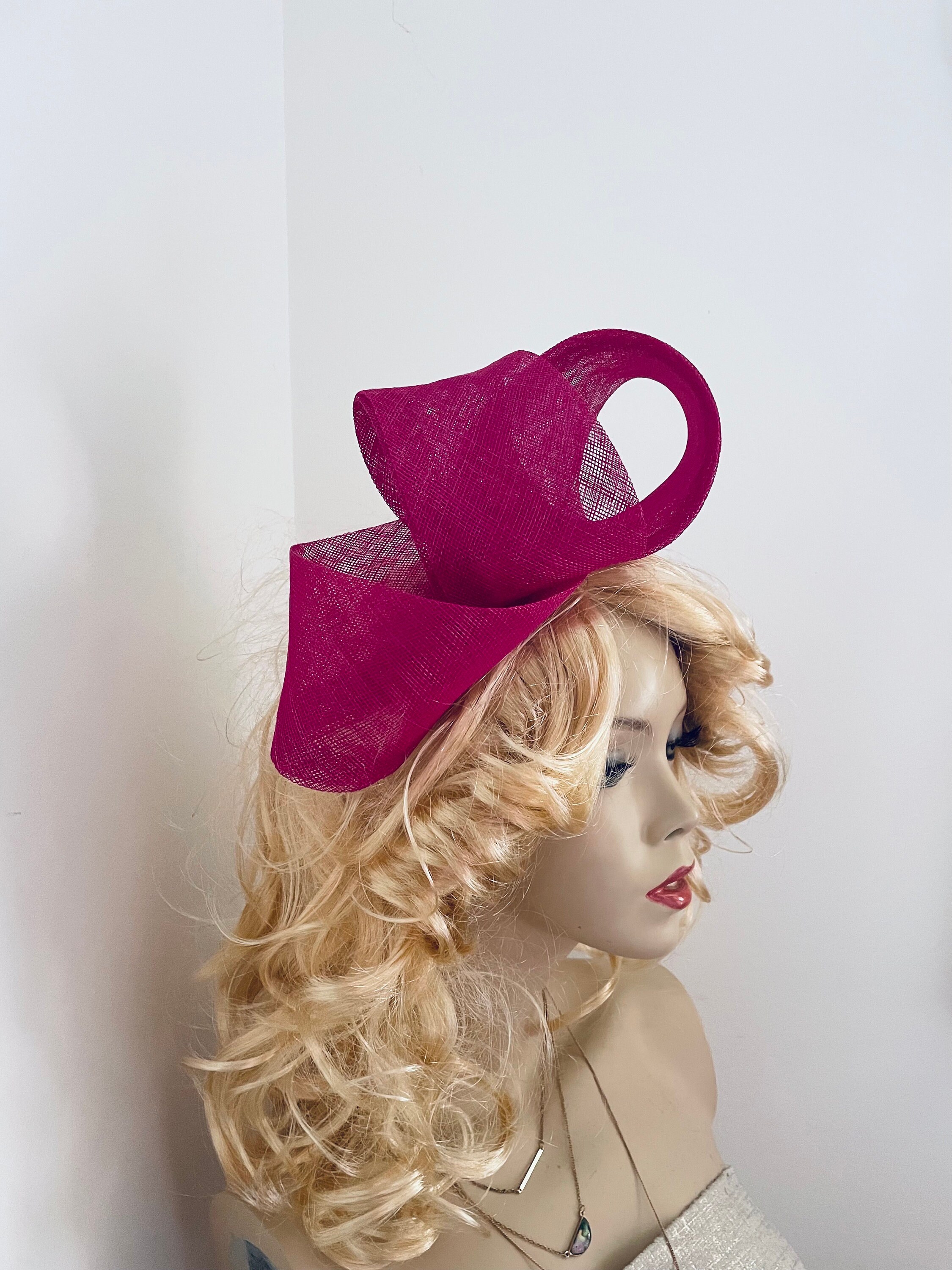 Fascinator Hat Fuchsia Fushia Pink Headpiece on Hairband 