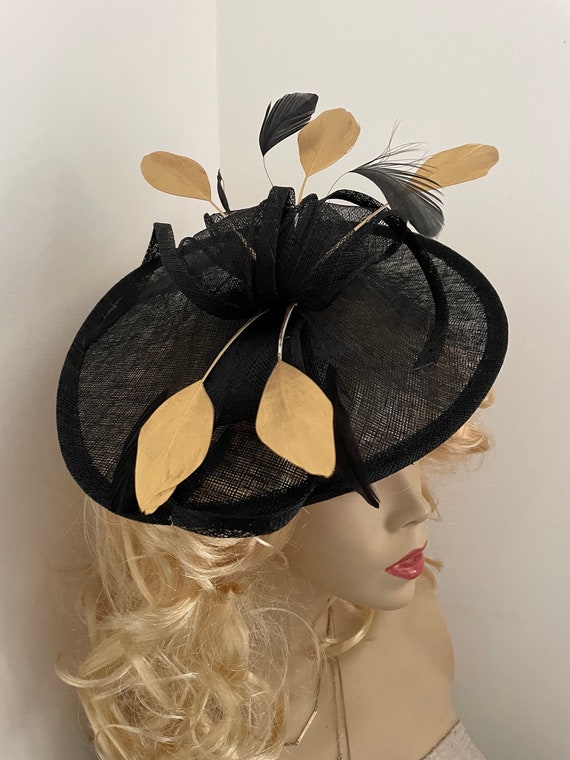 Black Fascinator with Gold Accents Black Gold Fascinator - Etsy main image 4