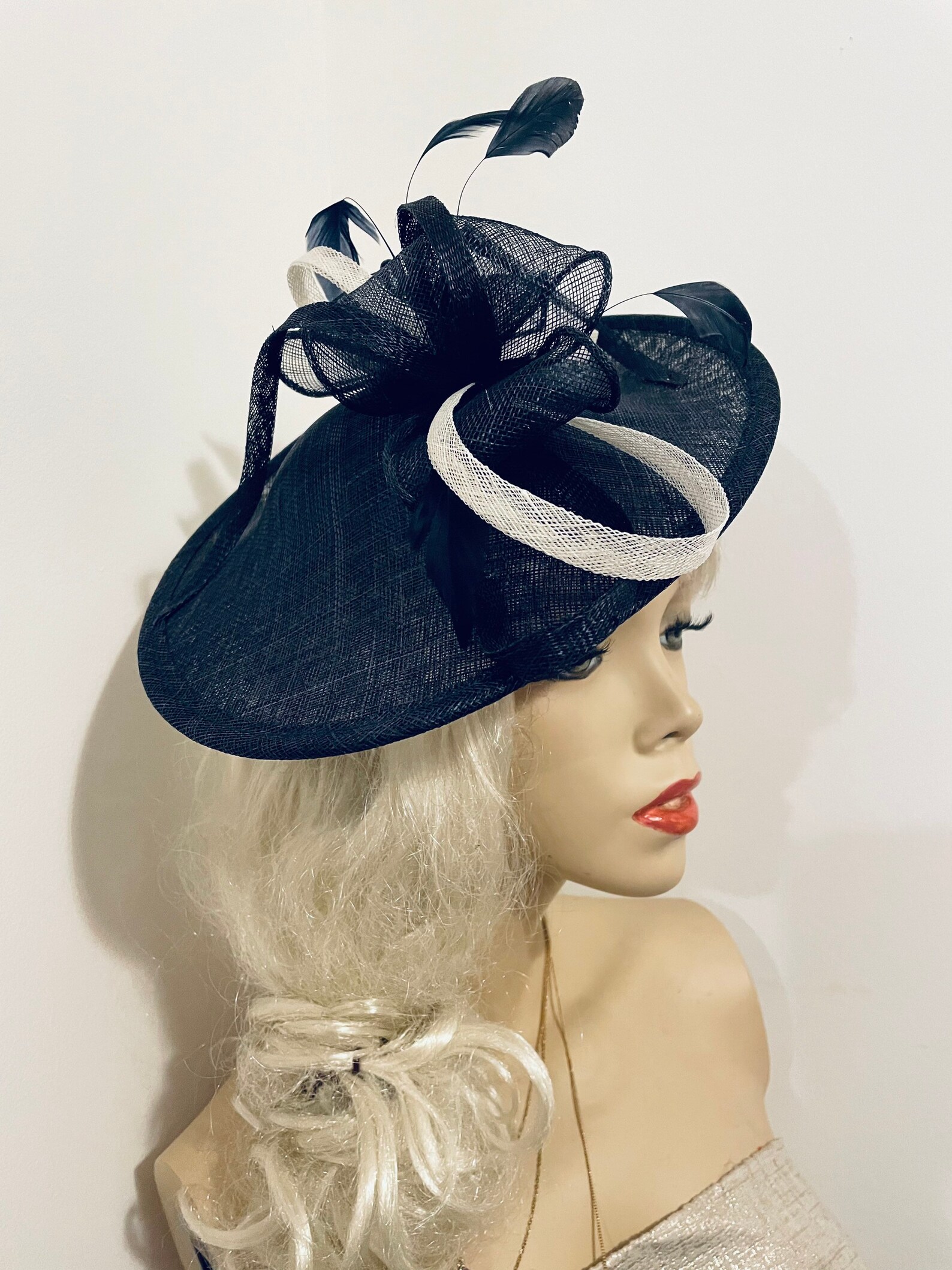 Fascinator Hat Navy Ivory/cream Hatinator on Hairband Perfect Etsy UK