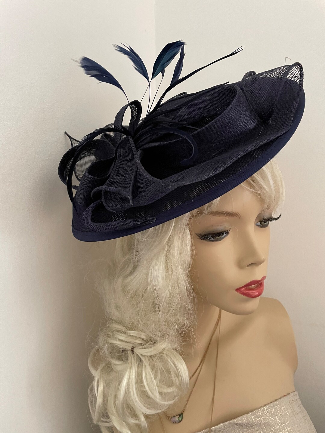 Fascinator Saucer Hat Navy Blue Hatinator Headpiece on Etsy