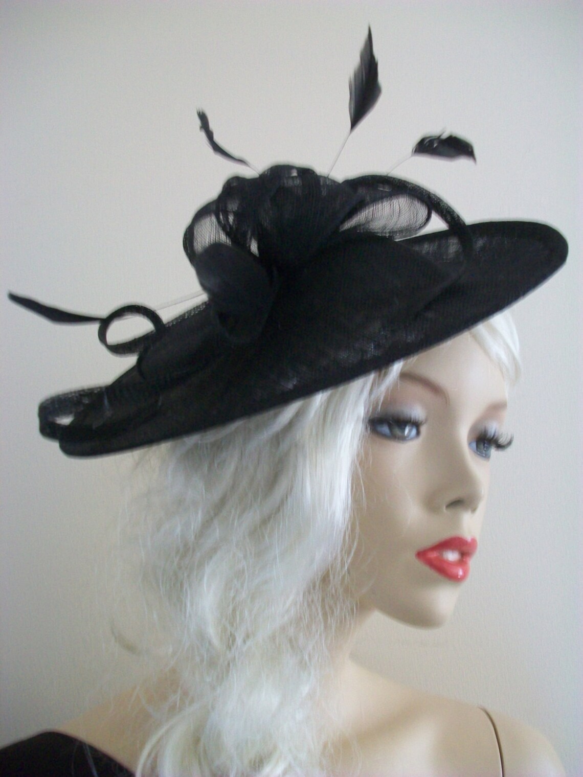 Fascinator Hat Black Saucer Disc Headpiece With Feathers on Etsy UK