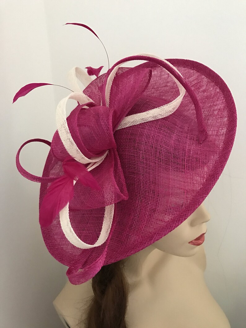 Fascinator Hat Fuchsia Pink Ivory Saucer Headpiece on Etsy UK