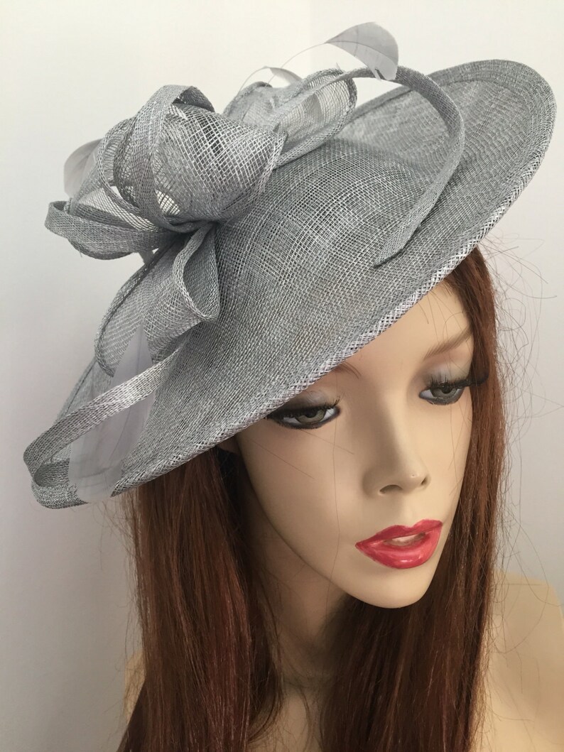 Fascinator Hat Silver Grey Saucer Headpiece on Hairband Etsy UK
