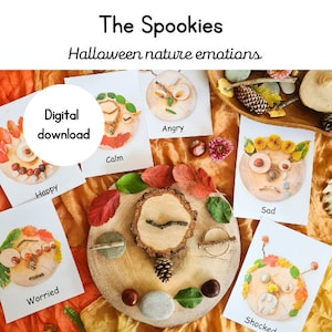 Halloween natuur emoties gevoelens flashkaarten| digitale download | geestelijke gezondheid van kinderen | bosschool | | aandacht | kleuterschool