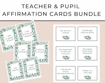 Eycalyptus Teacher and Pupil Affirmations cards bundle | Digital download |Calm corner| Farmhouse style | Back to school