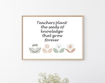 Positive teacher classroom poster artwork, digital download, natural classroom.