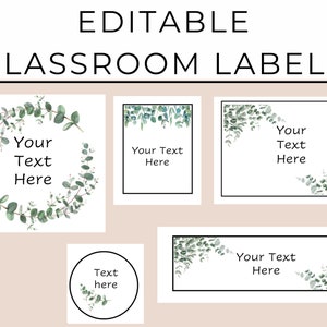 Eucalyptus Editable Power Point Classroom Labels | Natural classroom | Classroom decor | Modern Farmhouse | Botanical Classroom