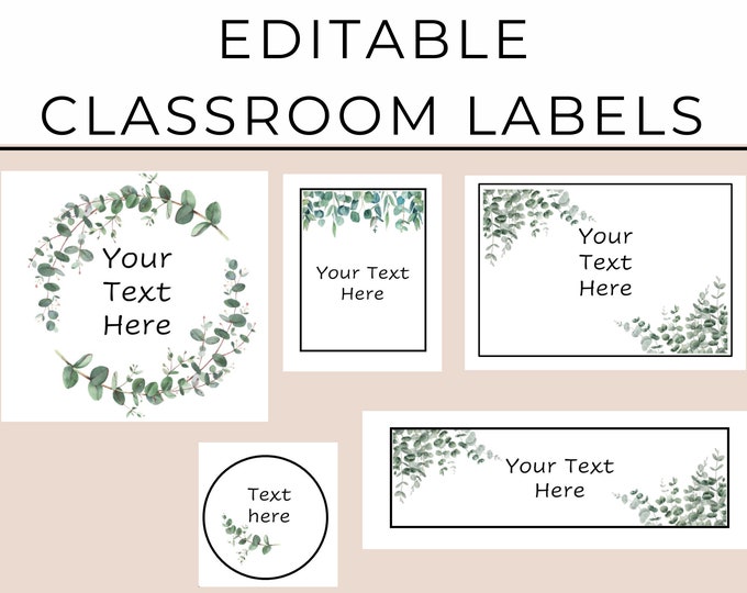Eucalyptus and Gold Name Tags | Classroom Labels | Editable - Etsy Canada
