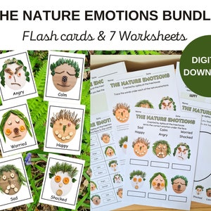 Emotions flash cards | Nature emotions | Emotions worksheets | Emotions resources | forest school emotions printable | kindergarten