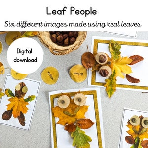 Loose Parts Leaf People | Digital Learning Resource | Leaf  Study | Nature Printables | Homeschool